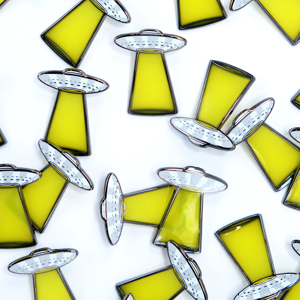 Yellow UFO Lapel Pin