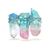 Aqua / Pink Quartz Crystal Pin
