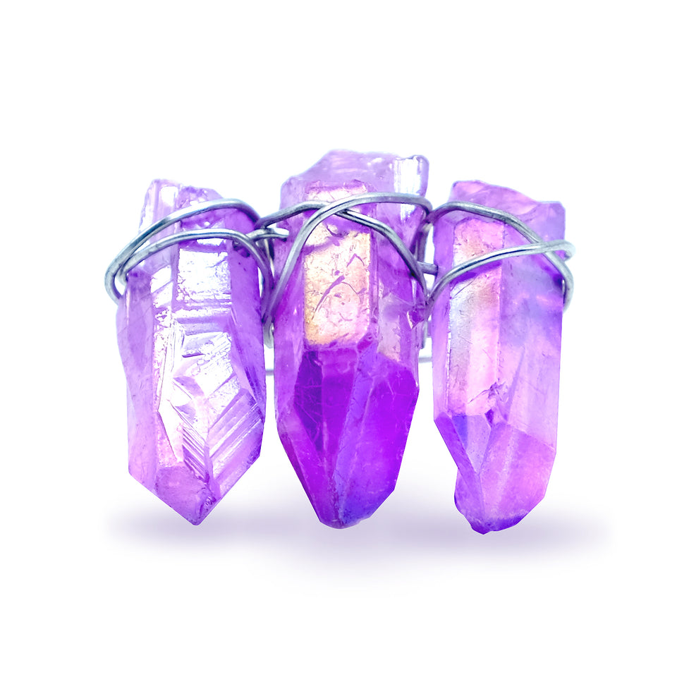 Purple Quartz Crystal Pin