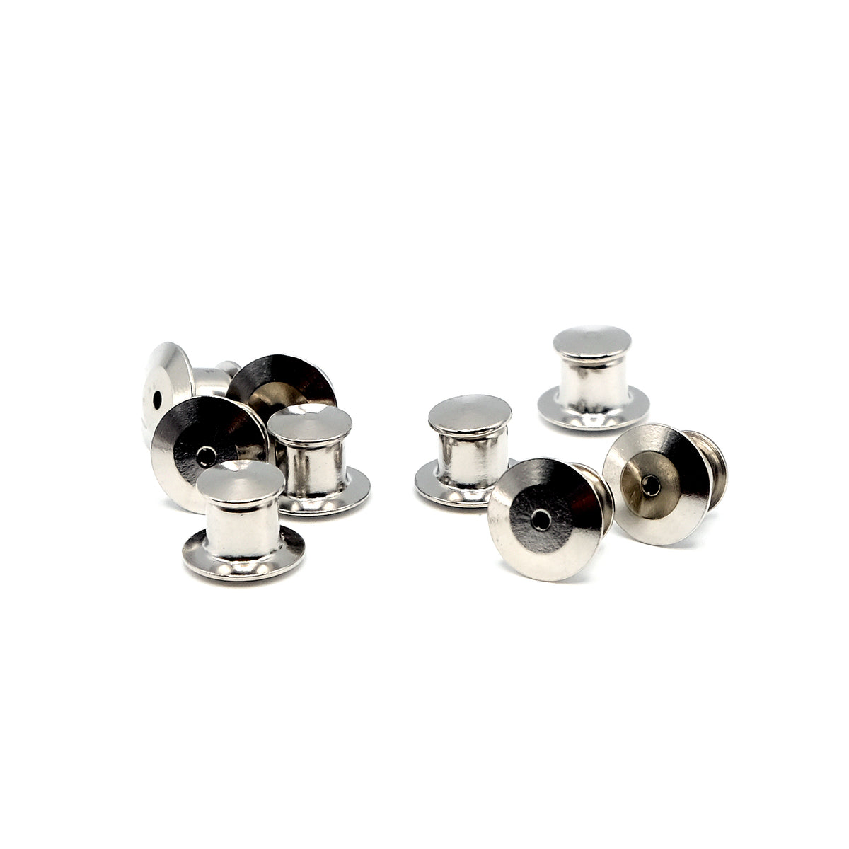 Secure Locking Pin Backs (Pack of 10) — Silver